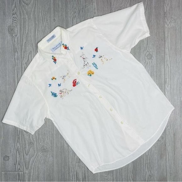 Signature by northern isles short sleeve embroidered unique cat shirt 12 - Picture 2 of 4